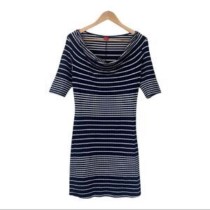 Three Dots navy and white striped bodycon dress xs